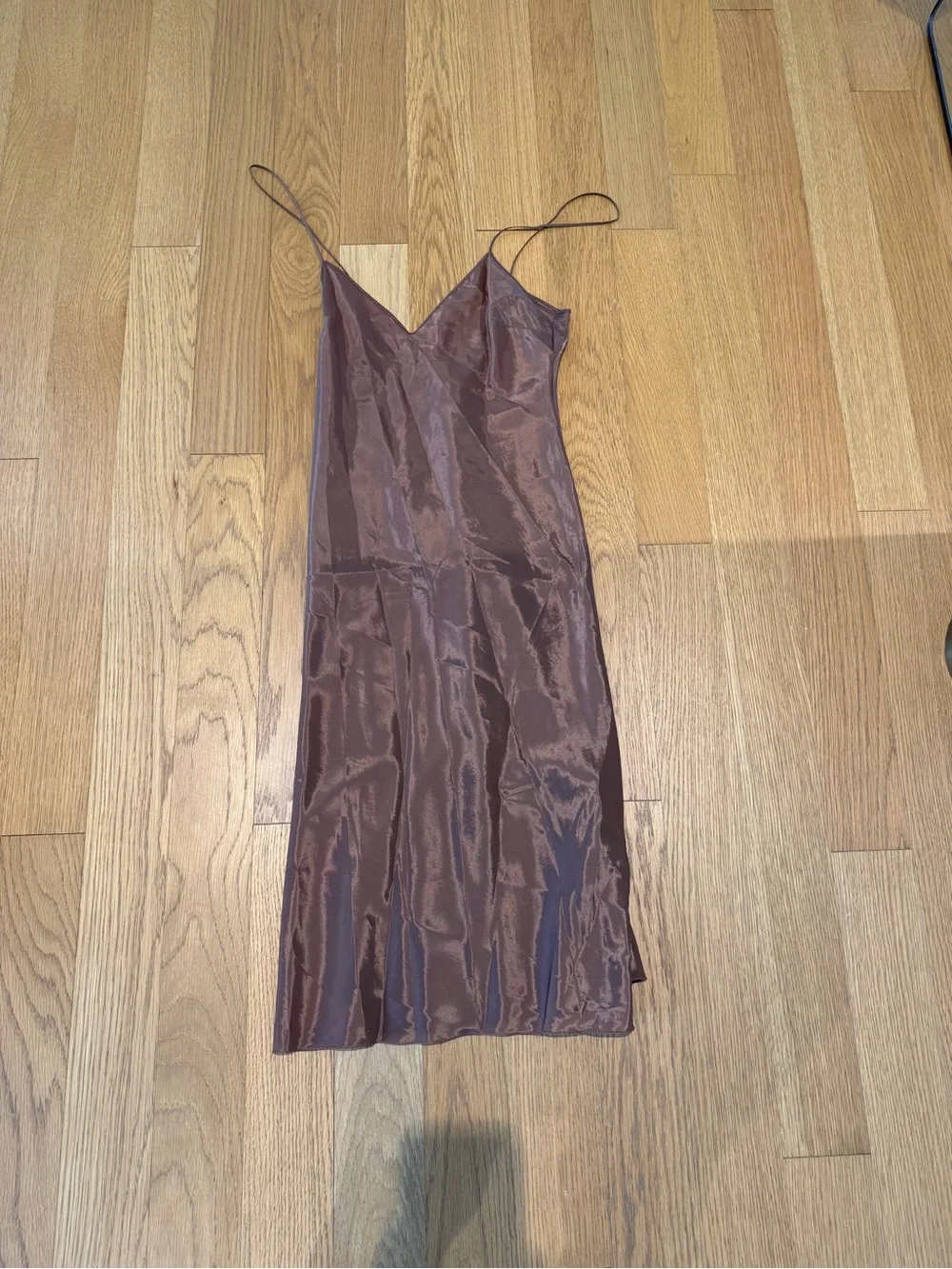 Prada Brown Satin Slip Dress with Spaghetti Straps - Picture 1 of 3